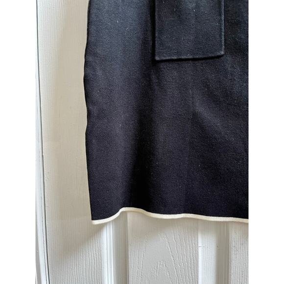 Mango New Black Knit Pocket Contrasting Hem Trim Mini Skirt Size XXL Modern - Picture 5 of 9
